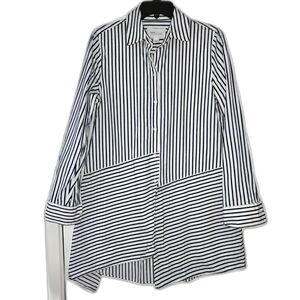 NORDSTROM SIGNATURE Tunic Button Down Striped Asymmetrical Modern Small